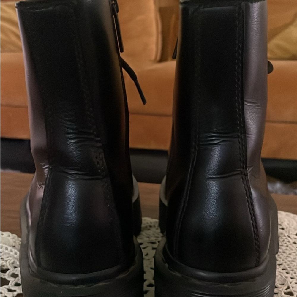 Vegan Doc Marten Jadon II Black Platform Combat/Moto Boots - Picture 4 of 8